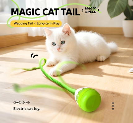 Long-tailed automatic rotating cat toy