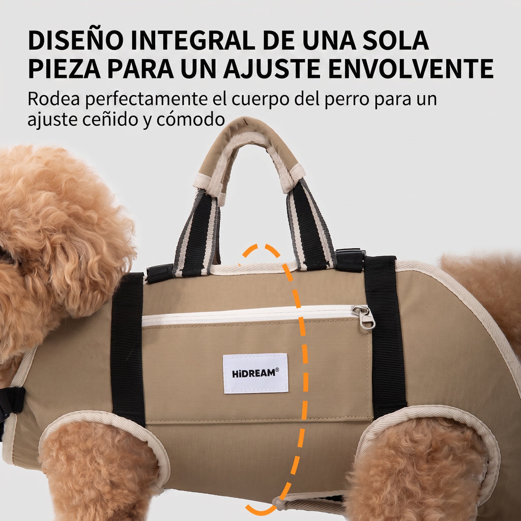 Mochila con respaldo para proteger la columna vertebral de tu perro.