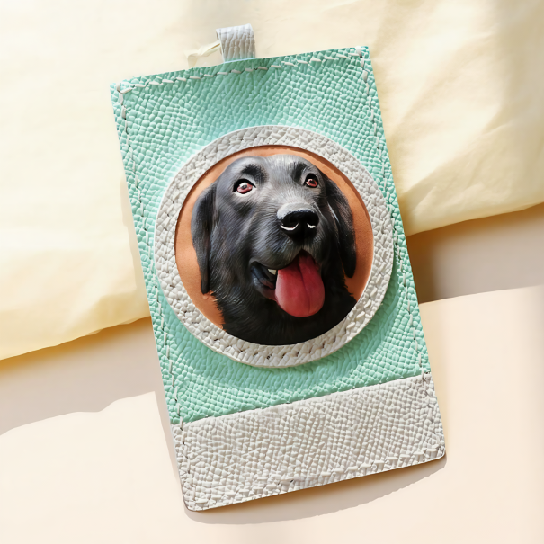 Custom-made, handcrafted, luxurious portable leather card holder for pets (handmade, time is long, please do not place an order if you need it urgently)