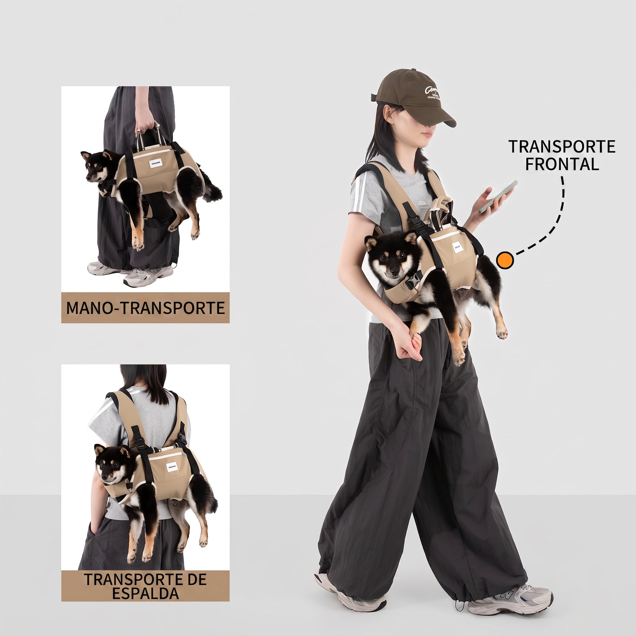 Mochila con respaldo para proteger la columna vertebral de tu perro.