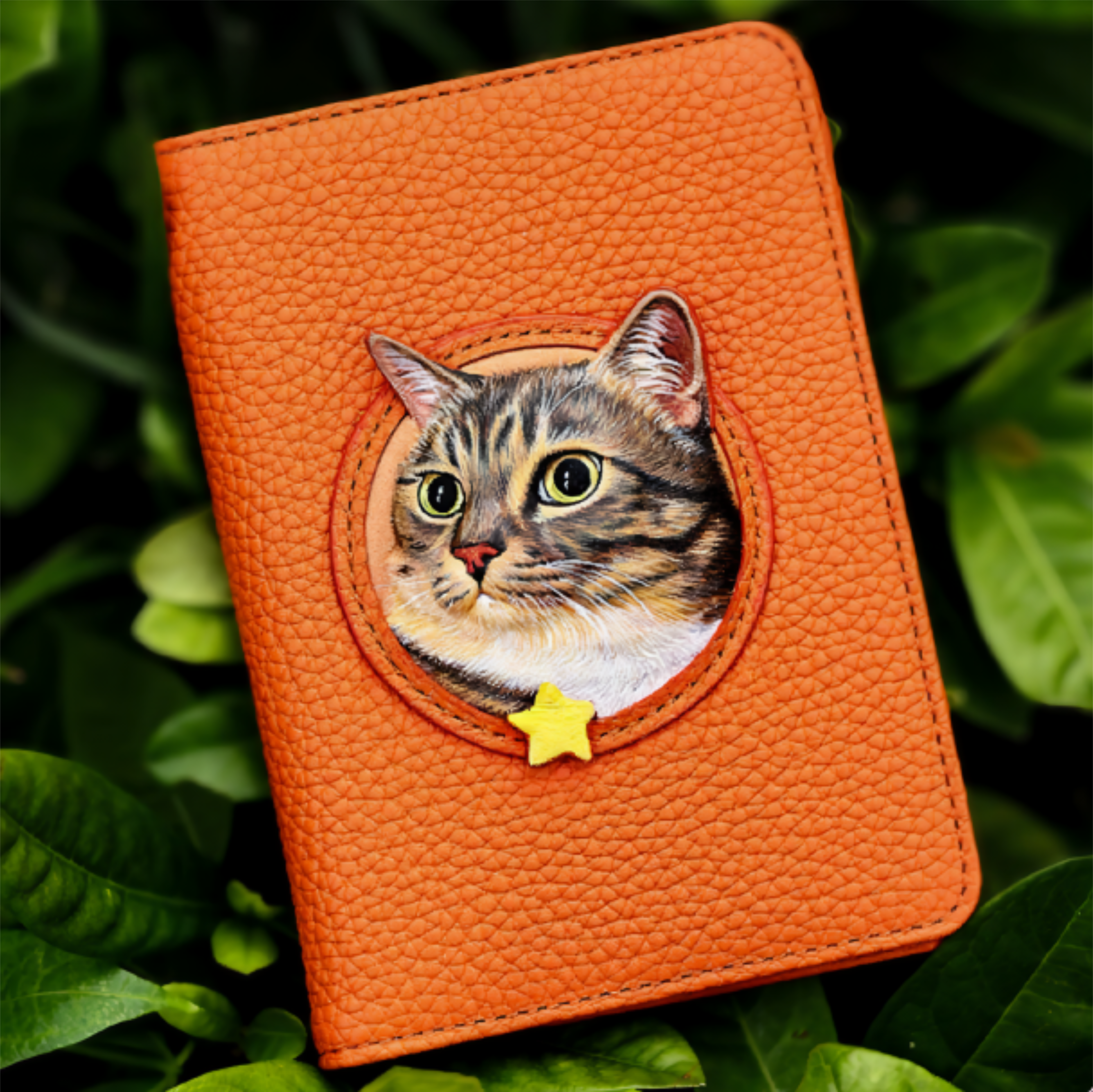 Custom-made, handcrafted, luxurious portable leather card holder for pets (handmade, time is long, please do not place an order if you need it urgently)