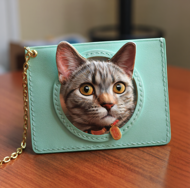 Custom-made, handcrafted, luxurious portable leather card holder for pets (handmade, time is long, please do not place an order if you need it urgently)
